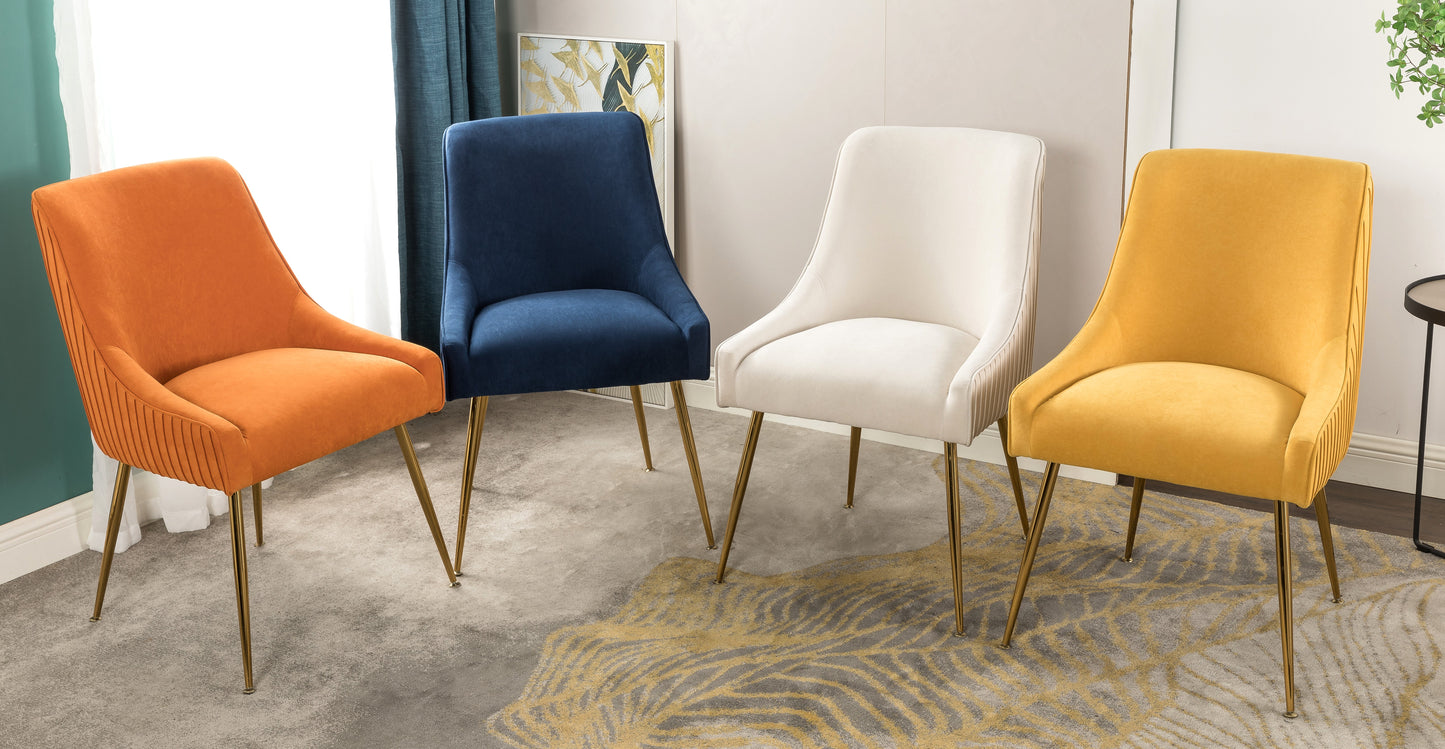 Velvet Dining Chair With Gold Legs, Modern Upholstered Accent Chair, Comfy Side Chair For Kitchen Living Room