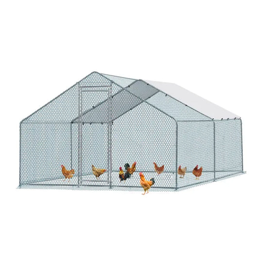 13 X 10 Ft Large Metal Chicken Coop, Walk-in Poultry Cage Chicken Hen Run House With Waterproof Cover, Rabbits Cats Dogs Farm Pen For Outdoor Back-yard Farm Garden