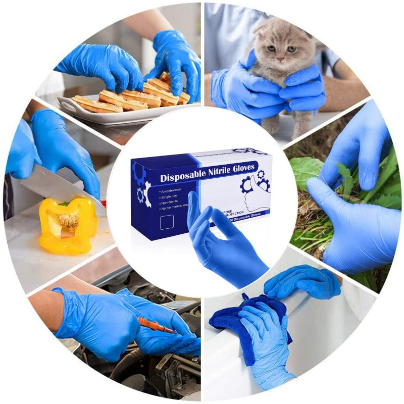 Nitrile Disposable Exam Glove Multipurpose Gloves Latex-Free,100pcs,Blue,Medium