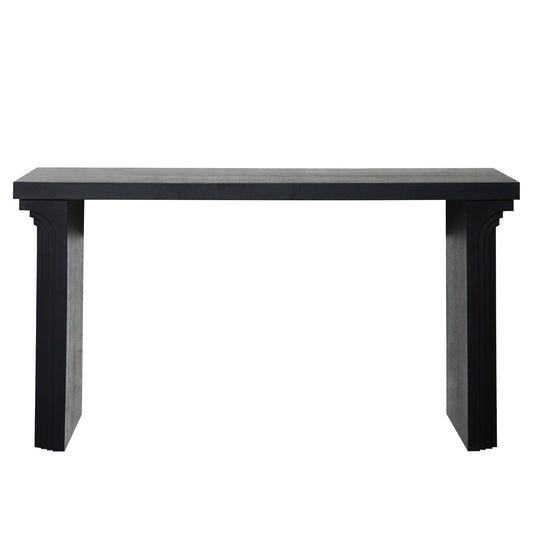 58in Modern Minimalist Black Wooden Console Table For Entryway, Living Room, And Hallway  - Versatile Decorative Accent