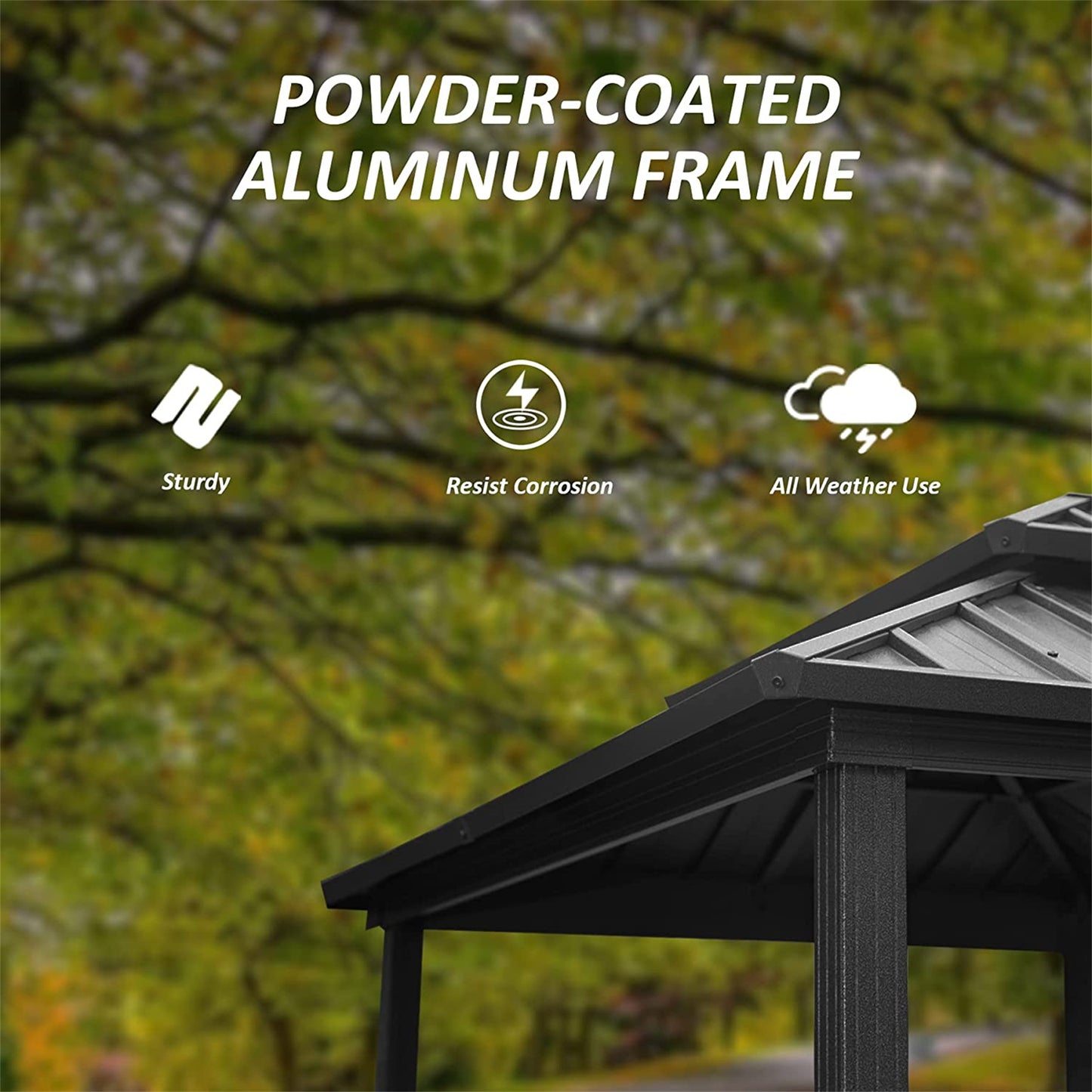 Grill Gazebo 8  X 6 , Aluminum BBQ Gazebo Outdoor Metal Frame With Shelves Serving Tables, Permanent Double Roof Hard Top Gazebos For Patio Lawn Deck Backyard And Garden  Grey