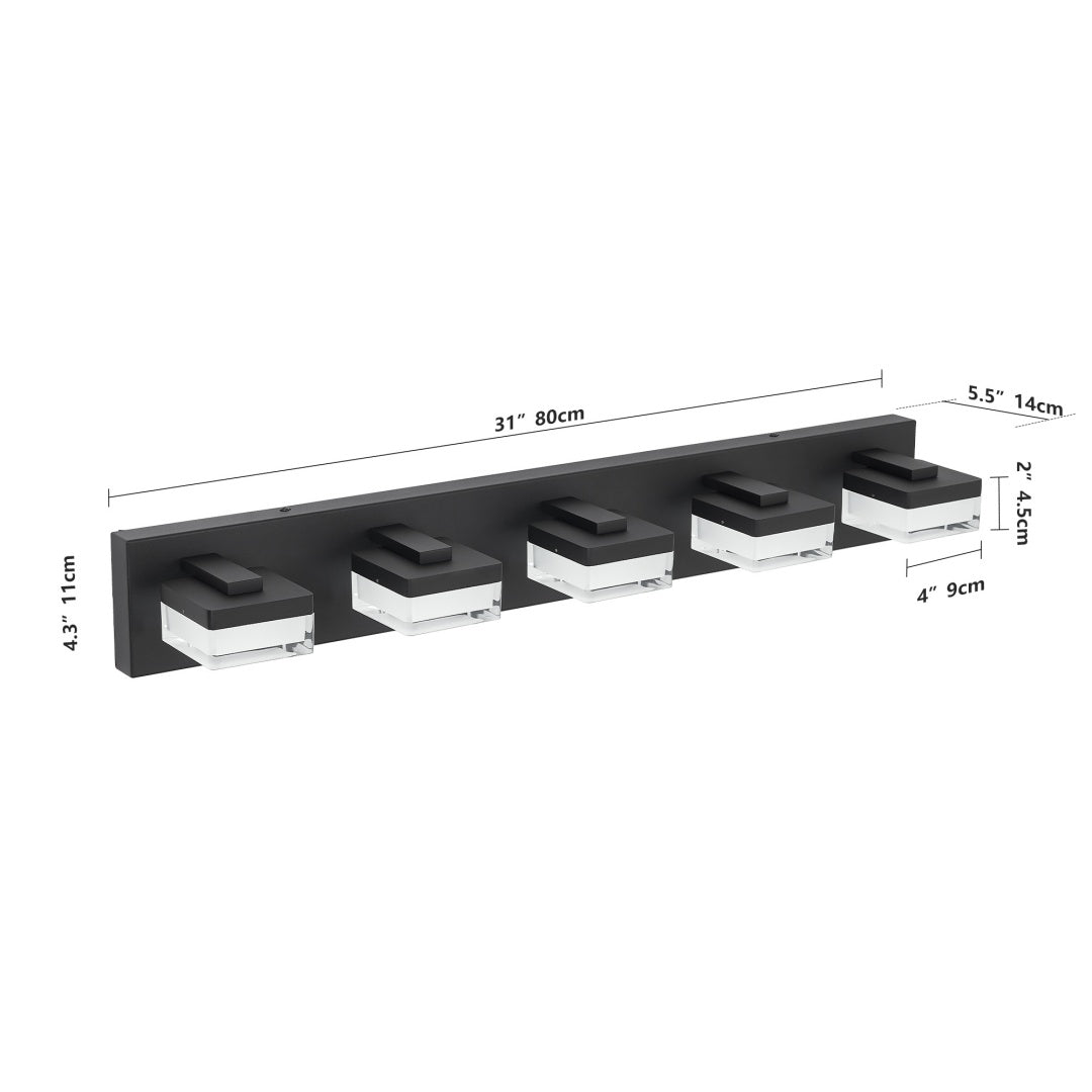 Bathroom Vanity Lights Over Mirror For Mirror Led Light Fixture 5 Lights Modern Black Vanity Light