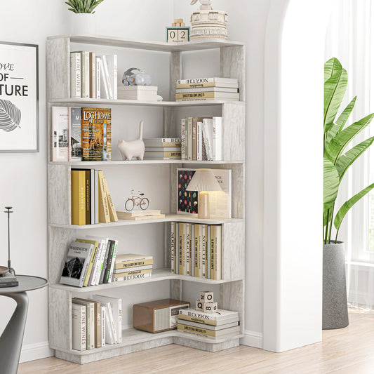 90cm   35.43in   Extended Size Freestanding Corner Bookshelf For Living Room, Bedroom, Home Office, Wooden Bookcase With Anti-drop Panel And Anti Tipping Device, Open Storage Display Cabinet 5 Colors