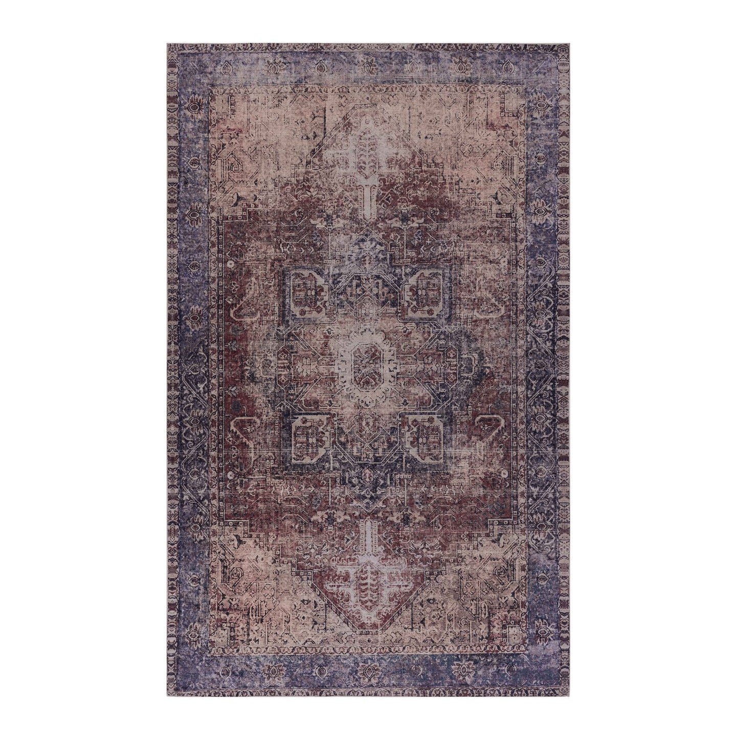 MAVAL Burgundy Washable Rug 6x9 Area Rug  Burgundy, 6' X 9'