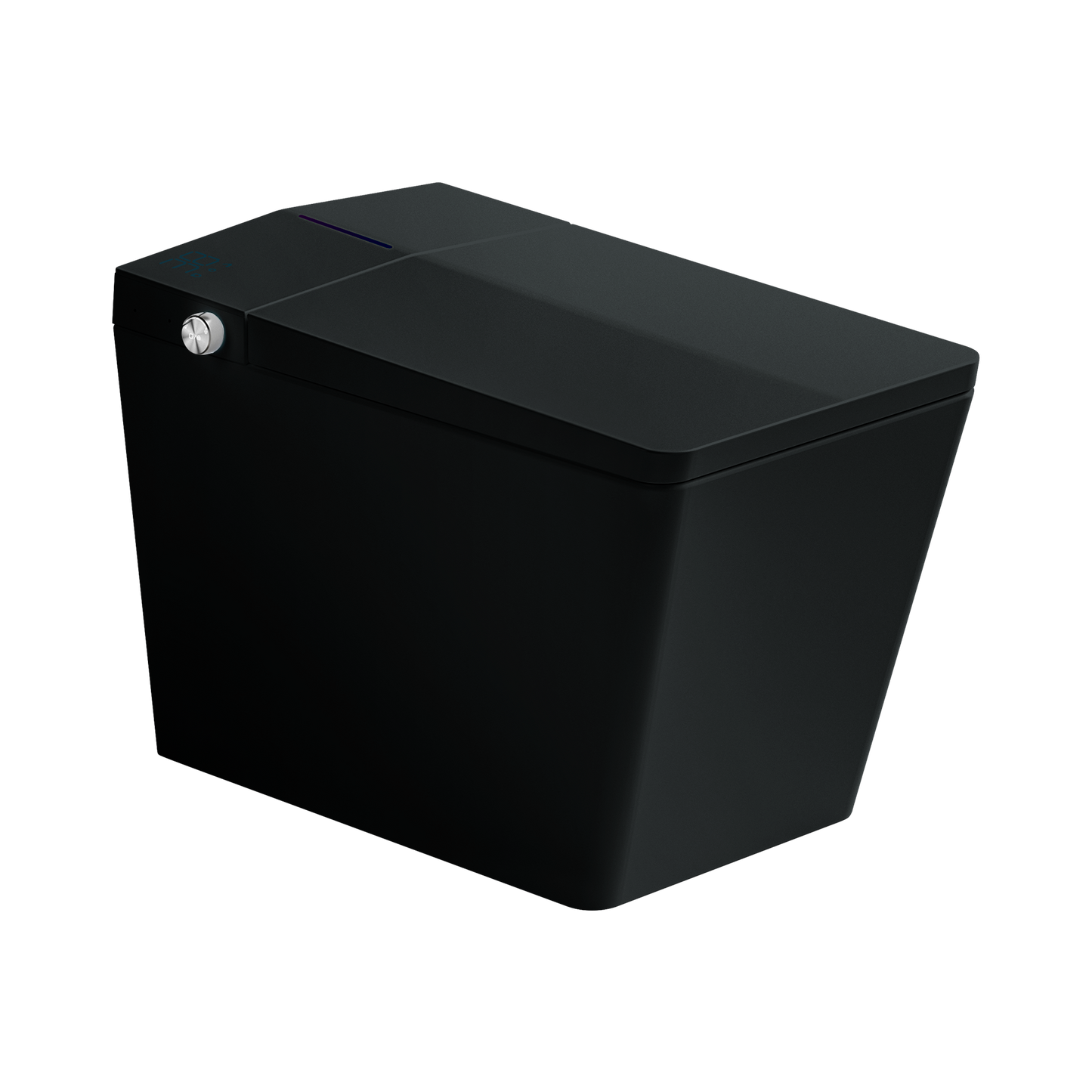 Black Square Smart Toilet With Built-in Tank For Bathroom, Remote Control, Tankless Bidet Toilet With Foot Touching Lid Opening, Auto Flush, Heated Seat, LED Digital Display, User Memory, Matte Black