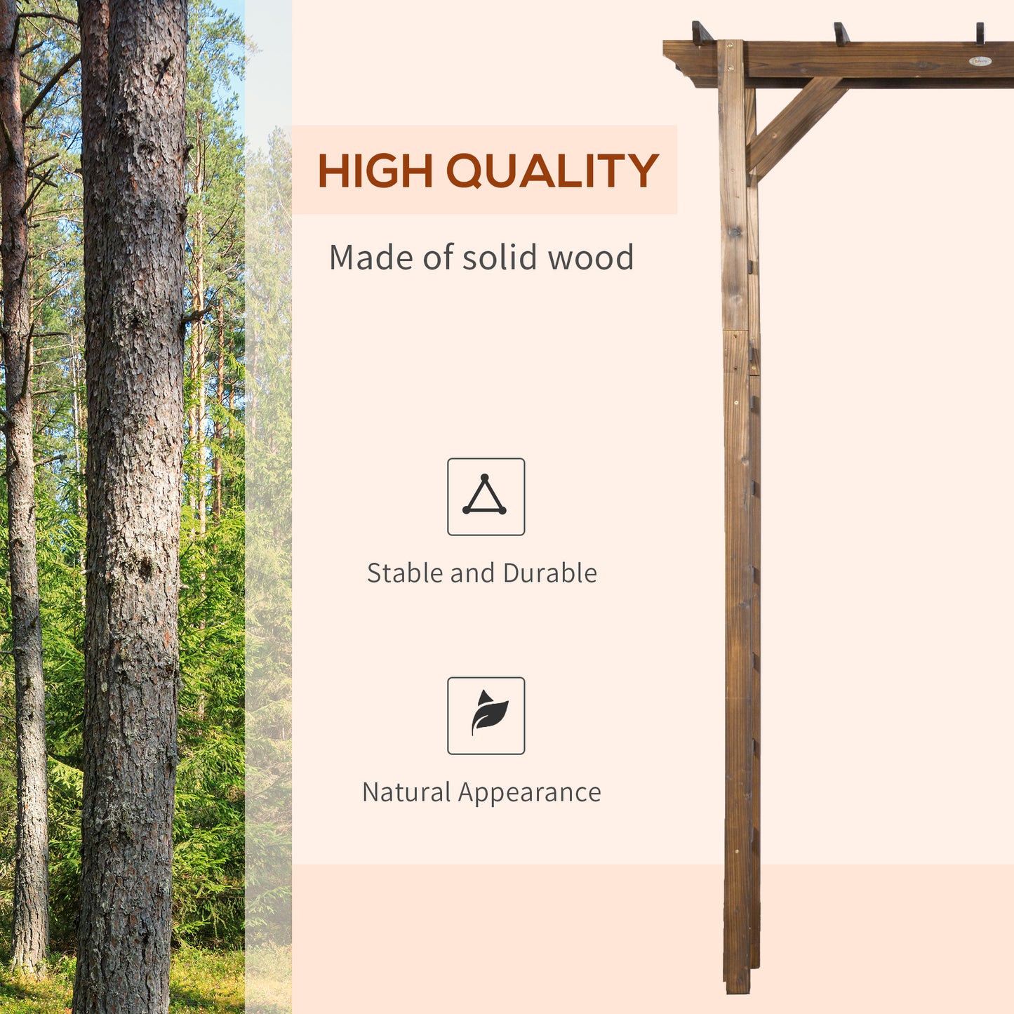 85" Wooden Garden Arbor For Wedding And Ceremony, Outdoor Garden Arch Trellis For Climbing Vines - Carbonized