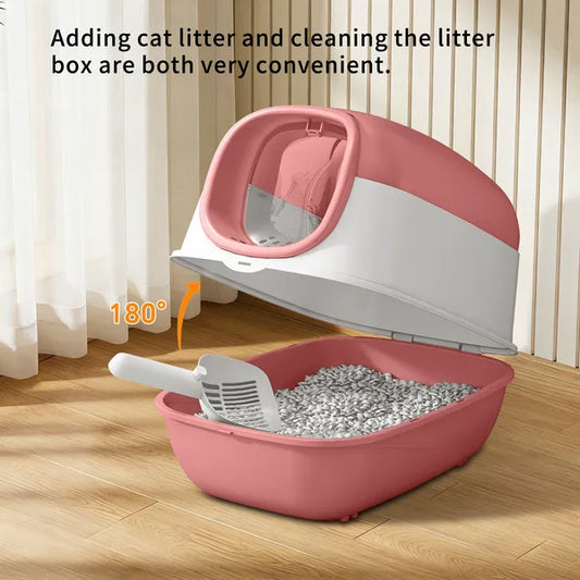 Thick Material Pink E24 Cat Litter Box, Stable And Durable Structure, More Reliable Cross-border Quality
