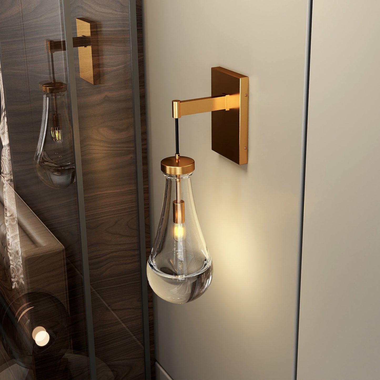Wall Sconces Set Of Two, Brass Modern Raindrop Glass Sconces Wall Lighting, Gold Wall Light Fixtures Indoor Wall Light, Vanity Light Fixture Wall Lamp For Living Room, Bathroom