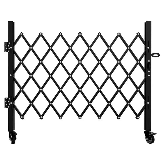Foldable Security Gate, Expandable Safety Barrier With 360' Swivel Casters Lockable Design, Portable Mobile Rolling Barricade For Garage, Warehouse, Driveway And Pool Areas - 51.57' H X 42' W