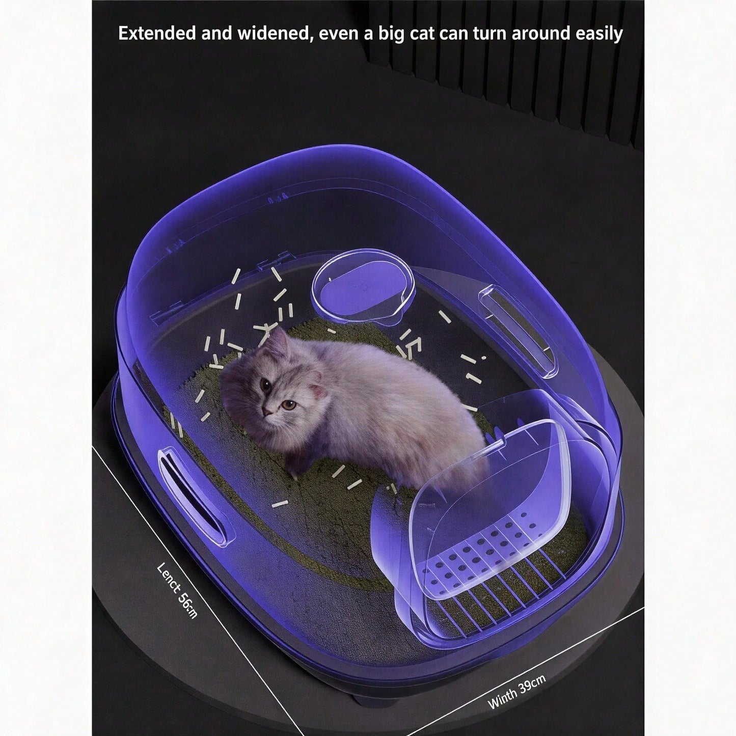 Fully Enclosed Cat Litter Box With UV Sterilization Odor Control, Large 56cm Space For Big Cats, Easy Clean 180 Flip Top, Detachable Anti Tracking Design With Litter Scoop