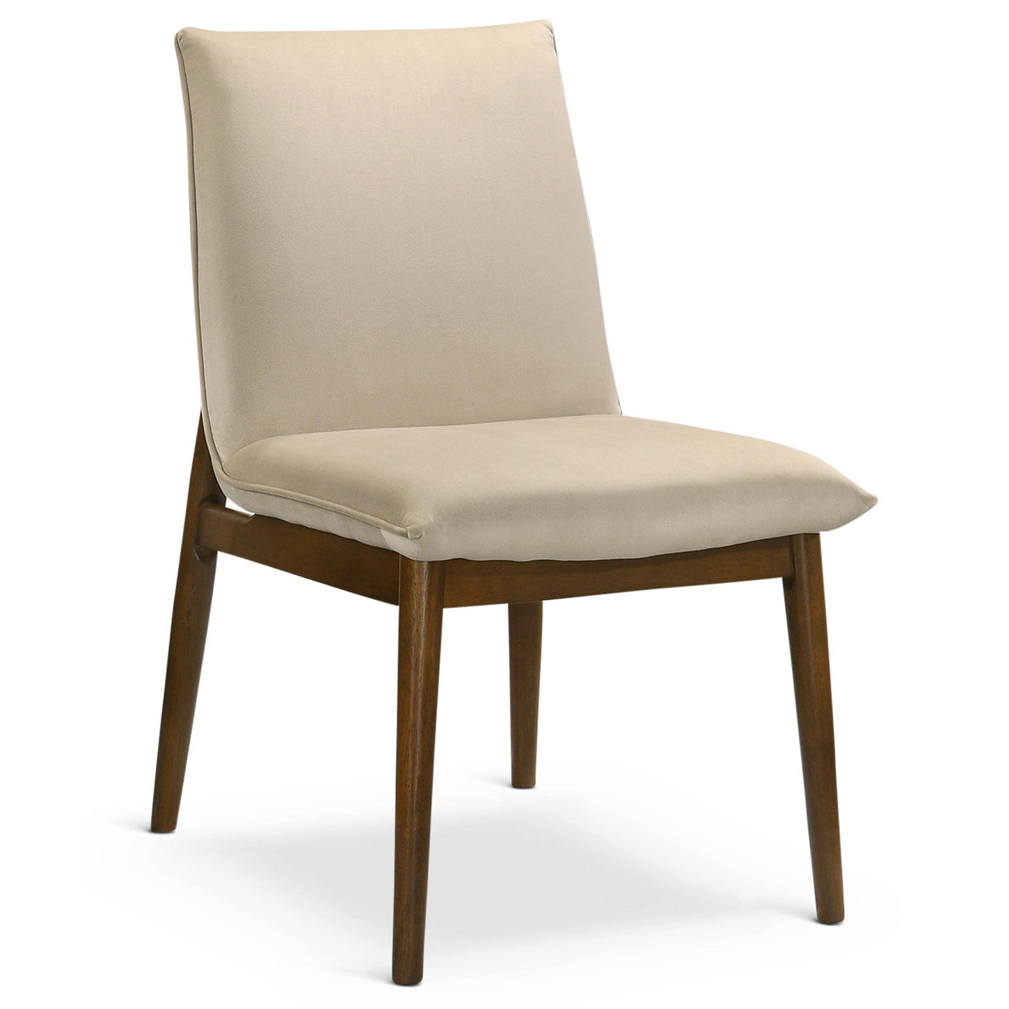 Monza Beige Velvet Dining Chair   Set Of 2   For Dining Room, Kitchen, Restaurant, Banquet, Bar Padded Chairs Armless Design With Solid Wood Legs