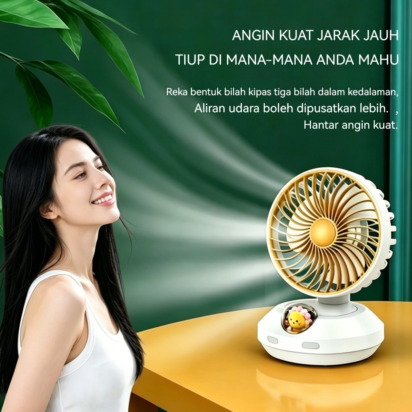 Shaking Head Fan White Li-On Rechargeable