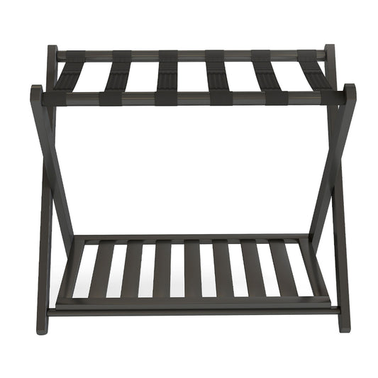 Luggage Rack Foldable Thickened Bamboo Suitcase Stand With Storage Shelf For Hotel Bedroom Guest Room