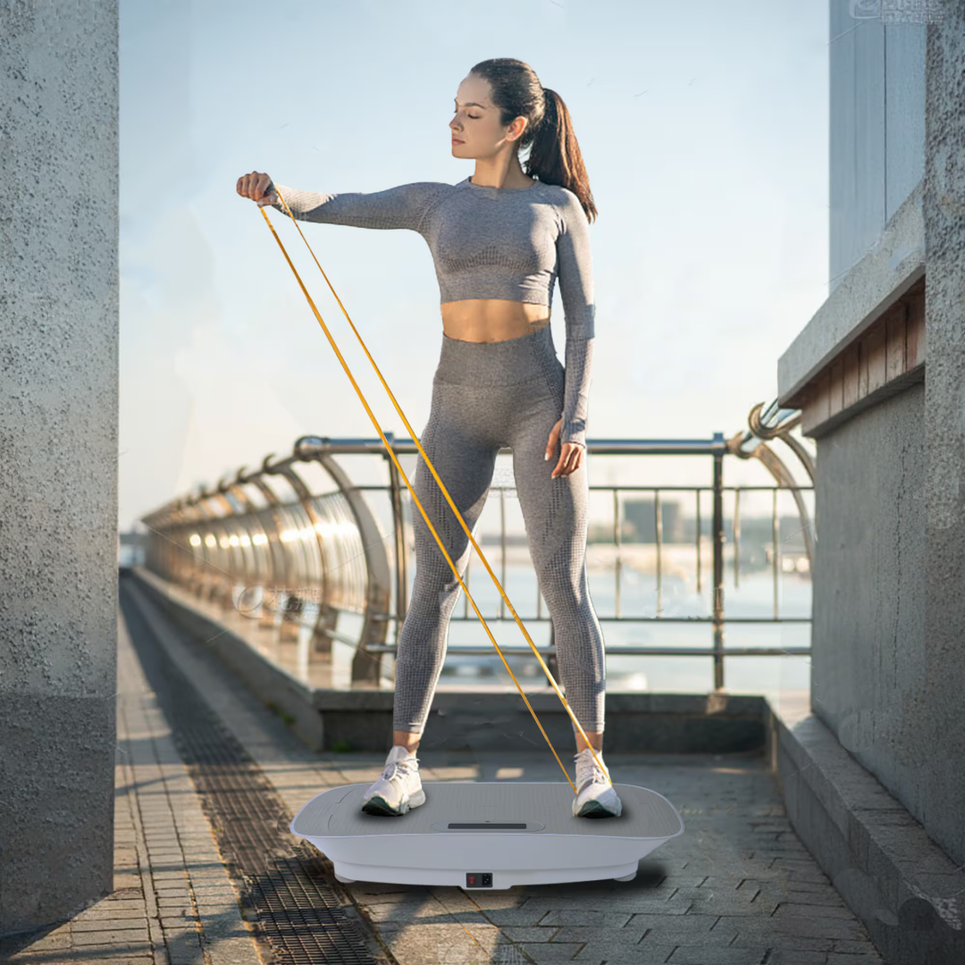 Full Body Vibration Platform Crazy Fitness Massage 10-Frequency Weight Loss & Fat Burner Shaking Machine For Unisex Grey 034