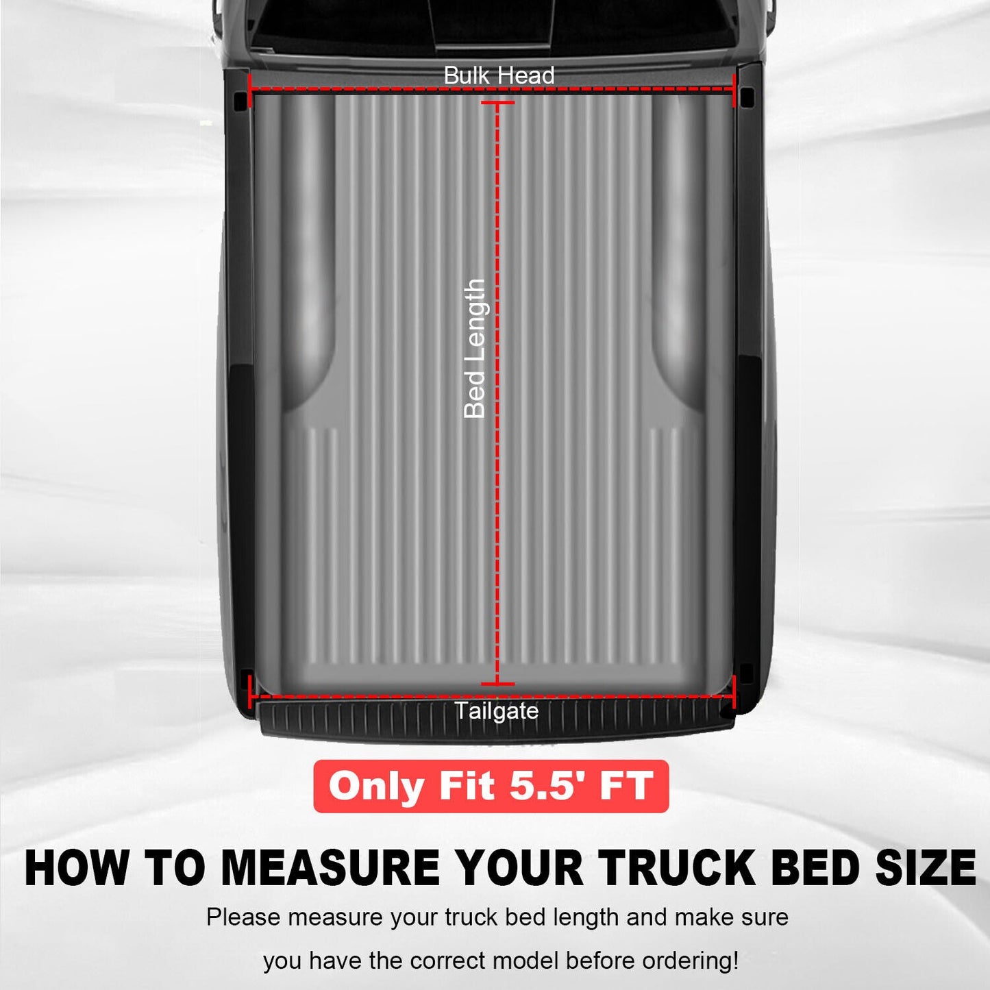 Tri-Fold 5.5FT Soft Truck Bed Tonneau Cover For Ford 2015-2021 F-150 Super Crew--A86313-87M3210101F
