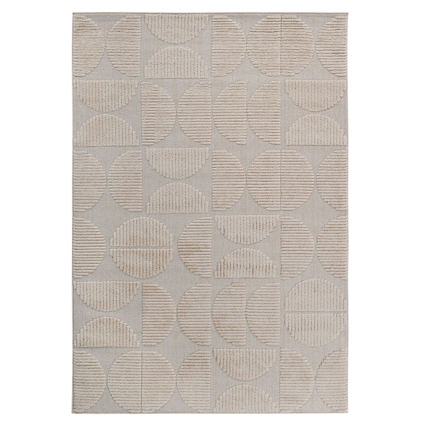 Step Collection High-Low Beige Indoor Area Rug, 7'9''x10', Modern, Contemporary, Geometric, Bohemian, Bedroom, Kitchen, Living Room, Non Shedding Carpet