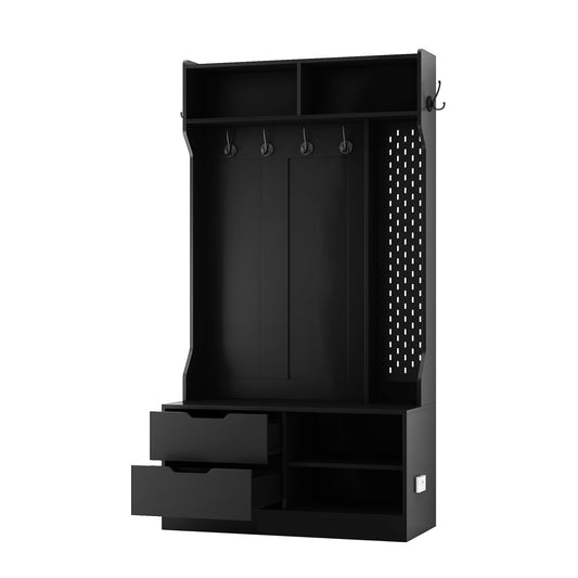 Hall Tree With 6 Hooks,Coat Hanger, Entryway Bench, Storage Bench,for Entrance, Hallwa,black