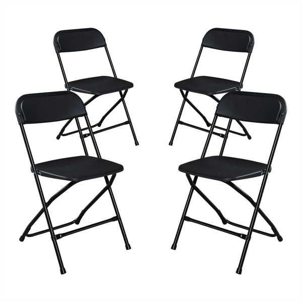 4 Pieces Black Injection-molded Classic Style Courtyard Plastic Folding Chairs