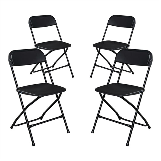 4 Pieces Black Injection-molded Classic Style Courtyard Plastic Folding Chairs
