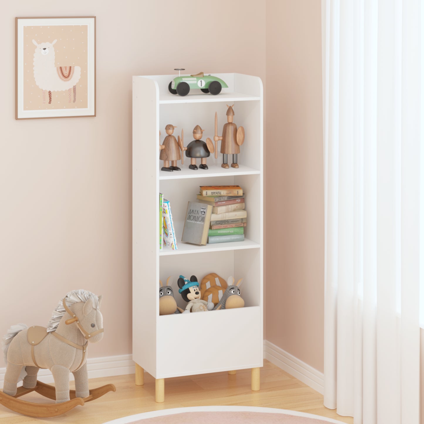 Kids 4-Tier Bookcase, Children's Book Display, Bookshelf Toy Storage Cabinet Organizer For Children's Room, Playroom, Nursery