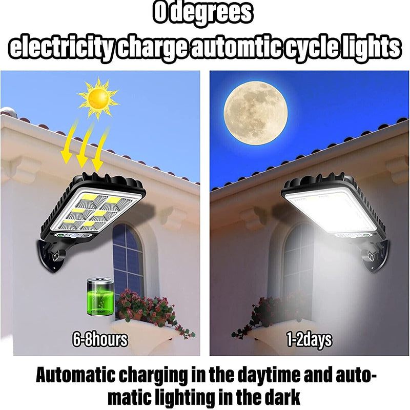 Solar Powered Motion Sensor Outdoor Garden Light With 108 COB LED Lights