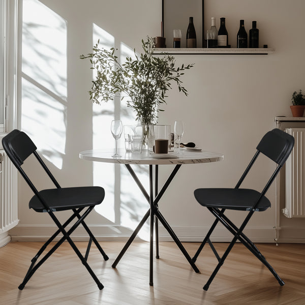 4 Pieces Black Injection-molded Classic Style Courtyard Plastic Folding Chairs