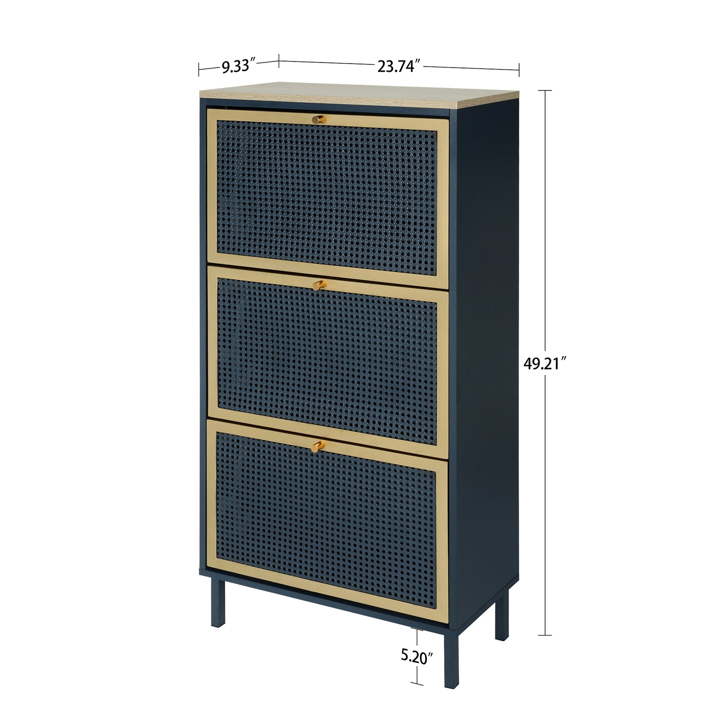 3 Metal Door Shoe Rack, Freestanding Modern Shoe Storage Cabinet, Metal Rattan, For Entryway