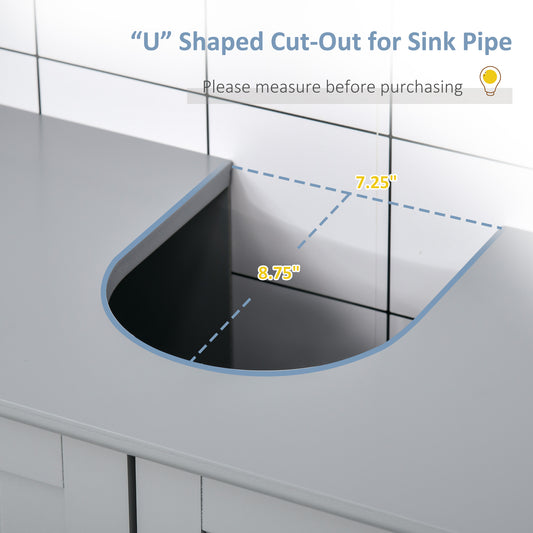 Bathroom Vanities, Bathroom Sink Cabinets With U-Shape Cut-Out And Adjustable Internal Shelf, Gray