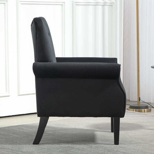 Mid-Century Modern Wingback Accent Chair, Upholstered Fabric Armchair With Sturdy Wood Legs, High-Back Padded Club Chair For Living Room Bedroom Office
