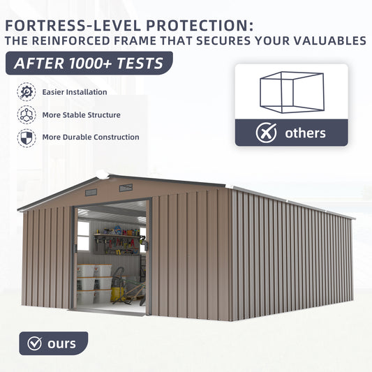 Campcraft 10x12ft  0.25mm Color Steel Plate, Surface Protective Film, Two Daylight Windows, A Practical And Thoughtful Gift,two Colors Can Be Freely Selected Storage Sheds