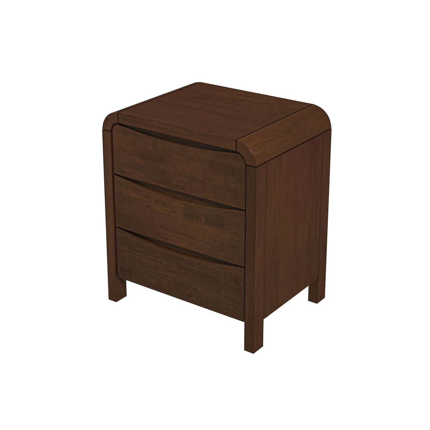 Lionel Mid Century Modern Solid Wood 3-Drawer Nightstand In Brown 23.6  H X 20.4  W X 15.7  D For Bedroom, Hallway, Entryway, Closet