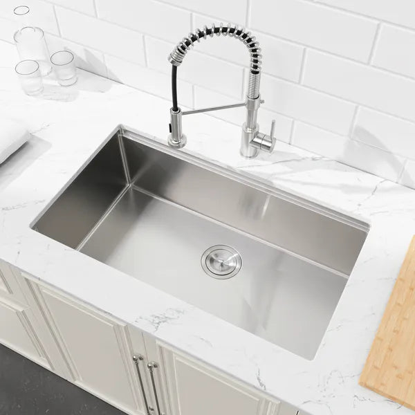Stainless Steel Kitchen Sink, 30'x19' Single Bowl, Undermount Handmade Sink In Brushed, With Cutting Board, Colander-Unable Ship Weekends, TK And TEMU Only For Pickup