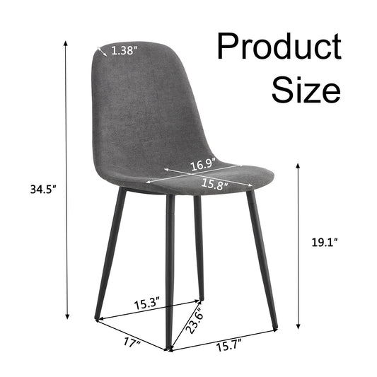 Comfortable Linen-Cotton Dining Chair Set - Six Pieces In Dark Gray.Integrated Seat And Backrest,Linen-Cotton Material,Modern Home Matching.W1151124300