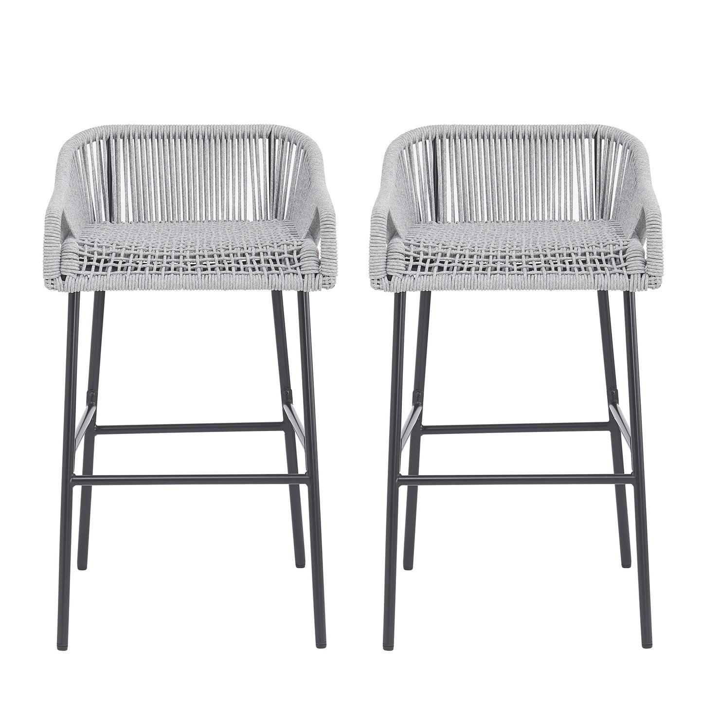 La Push Outdoor Patio Light Gray Rope Bar Stool  Set Of 2