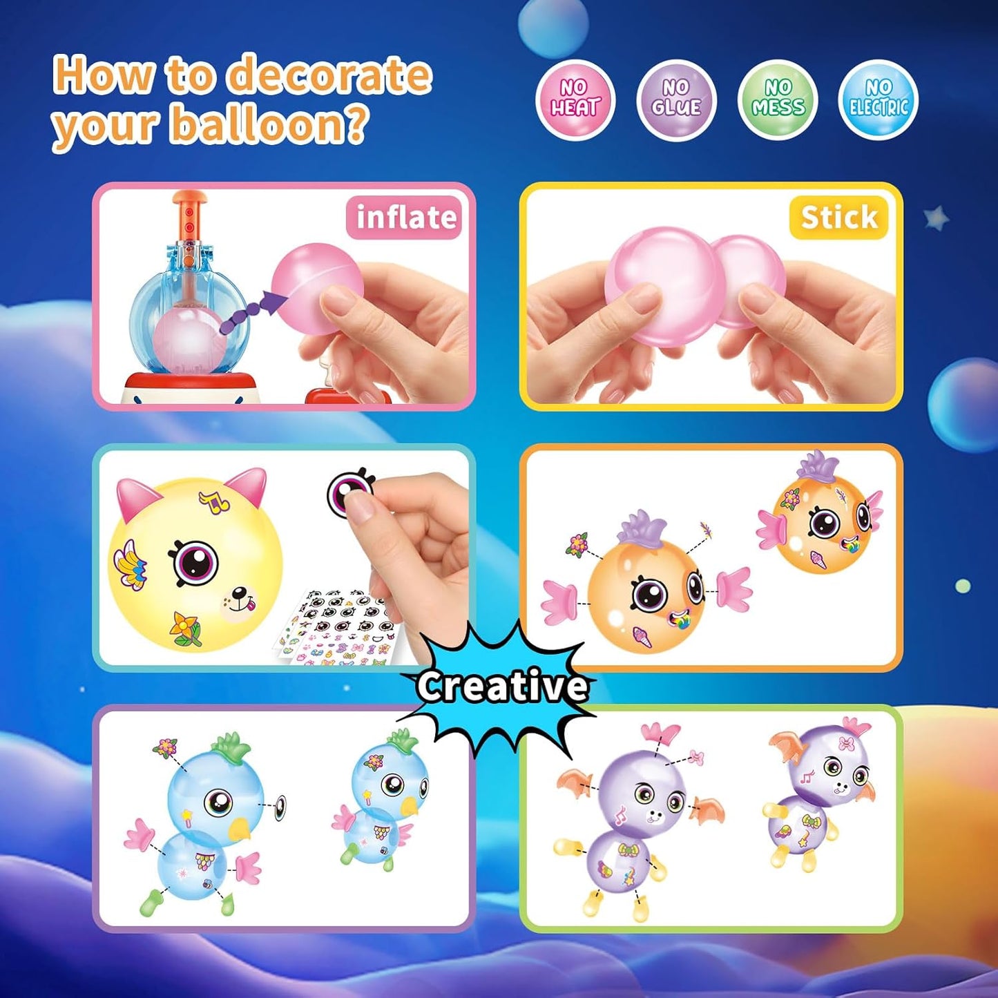 DIY Space Magic Balloon Craft Kit, Sticker Decorated Balloons Toy For Kids, DIY Creative Activity