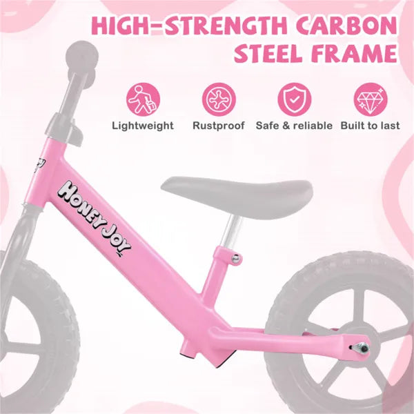 Toddler Balance Bike For 2-5 Years - Adjustable Height, 6.3LBS Lightweight & 11" Foam Tires-Pink