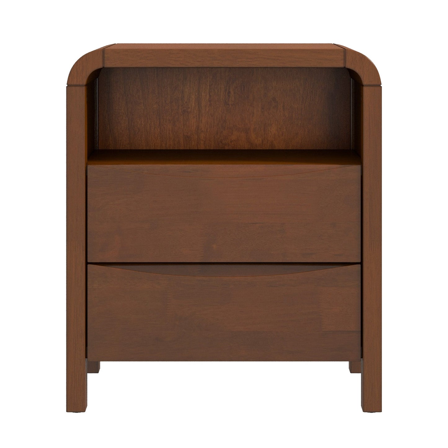 Lionel Mid Century Modern Solid Wood Nightstand 2-Drawer 23.6  H X 20.4  W X 15.7  D For Bedroom, Living Room