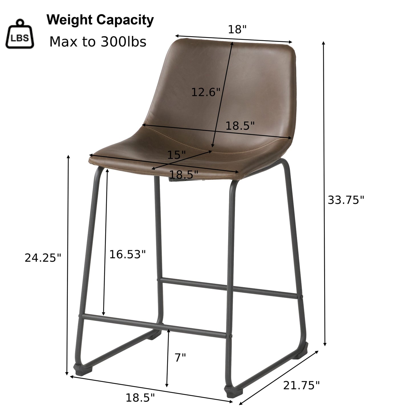 Vintage Style Brown 24-Inch Counter Stool  Set Of 2