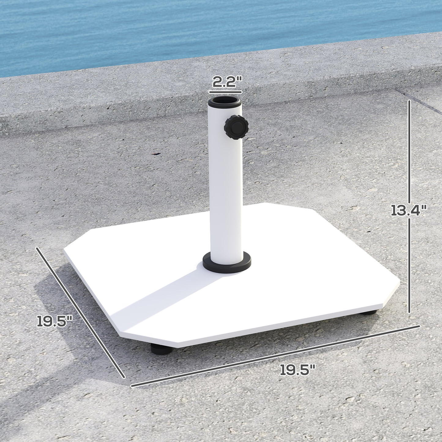Square Patio Umbrella Base, 41 Lbs Metal Umbrella Stand Base With Adjustable Foot Pads, Heavy Duty Patio Umbrella Holder For 1.31.51.9 Umbrella Poles For Outdoor, Lawn, Poolside, White