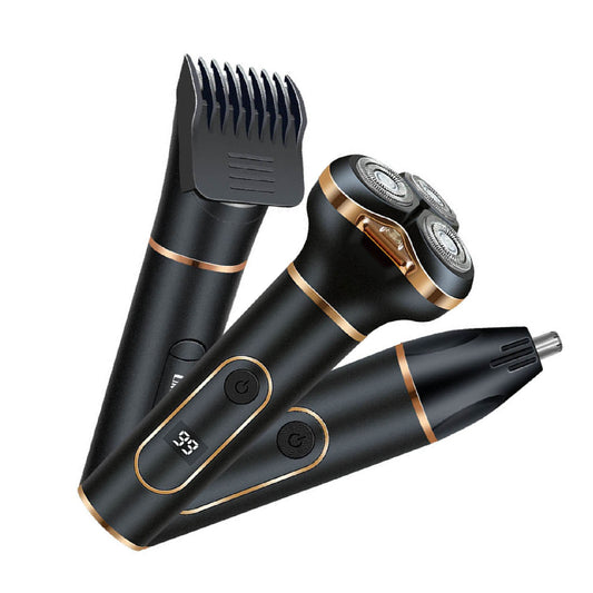 Cordless Electric Shaving Machine Men 3 In 1 For Beard Nose Hair Sideburns IPX7 Water Proof USB Charging Tool