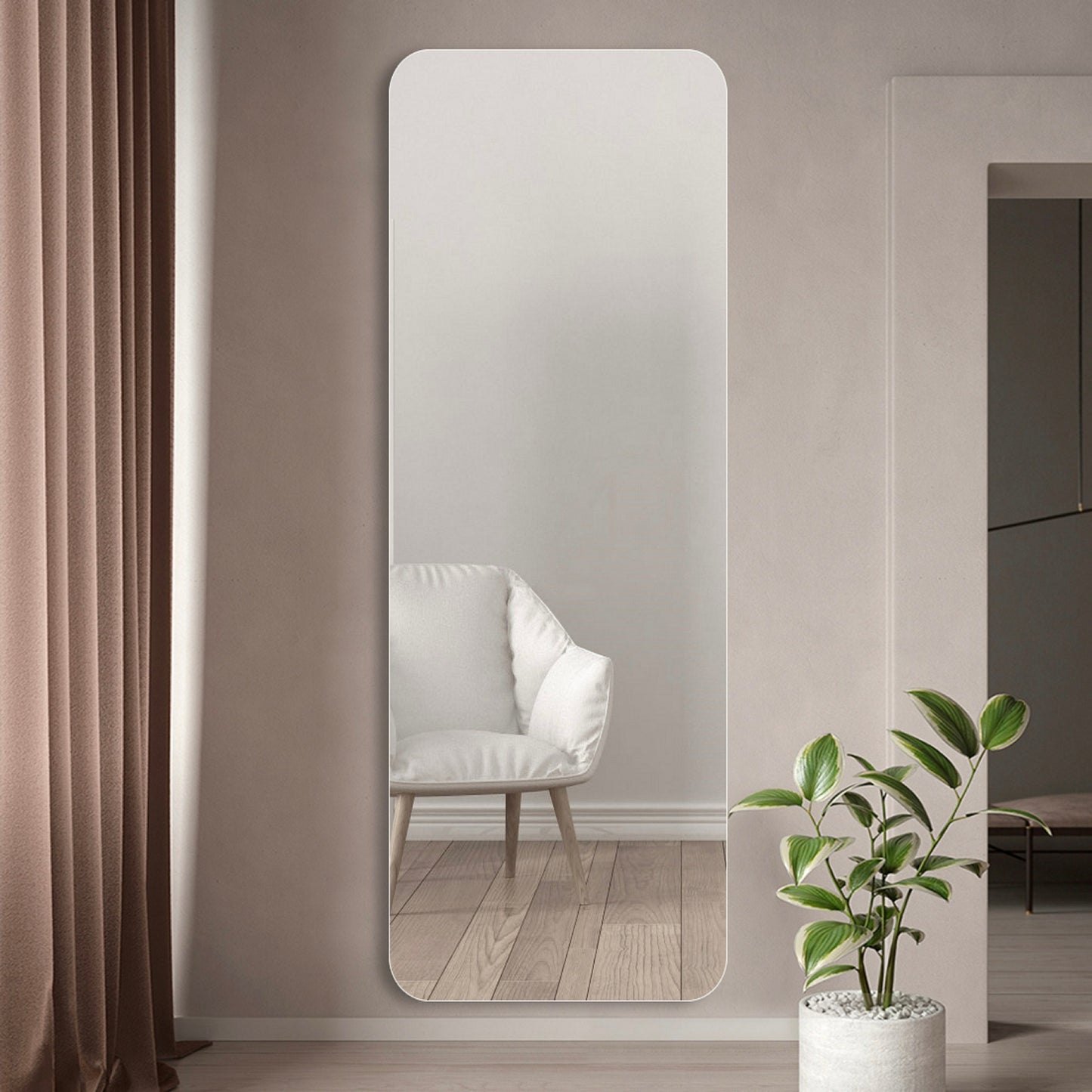 56X15inch Wall-mounted Round-angle Dressing Mirror High-quality 5mm Silver Mirror  Explosion-proof Glass