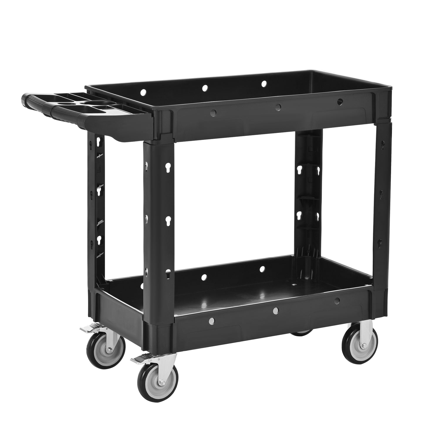 Two-Shelf Utility Cart With Wheels ,600 Lbs. Capacity Rolling Utility & Tool Carts For Warehouses, Industrial Settings, Auto Garages, For Indoor And Outdoor, & More,with Locking Wheels