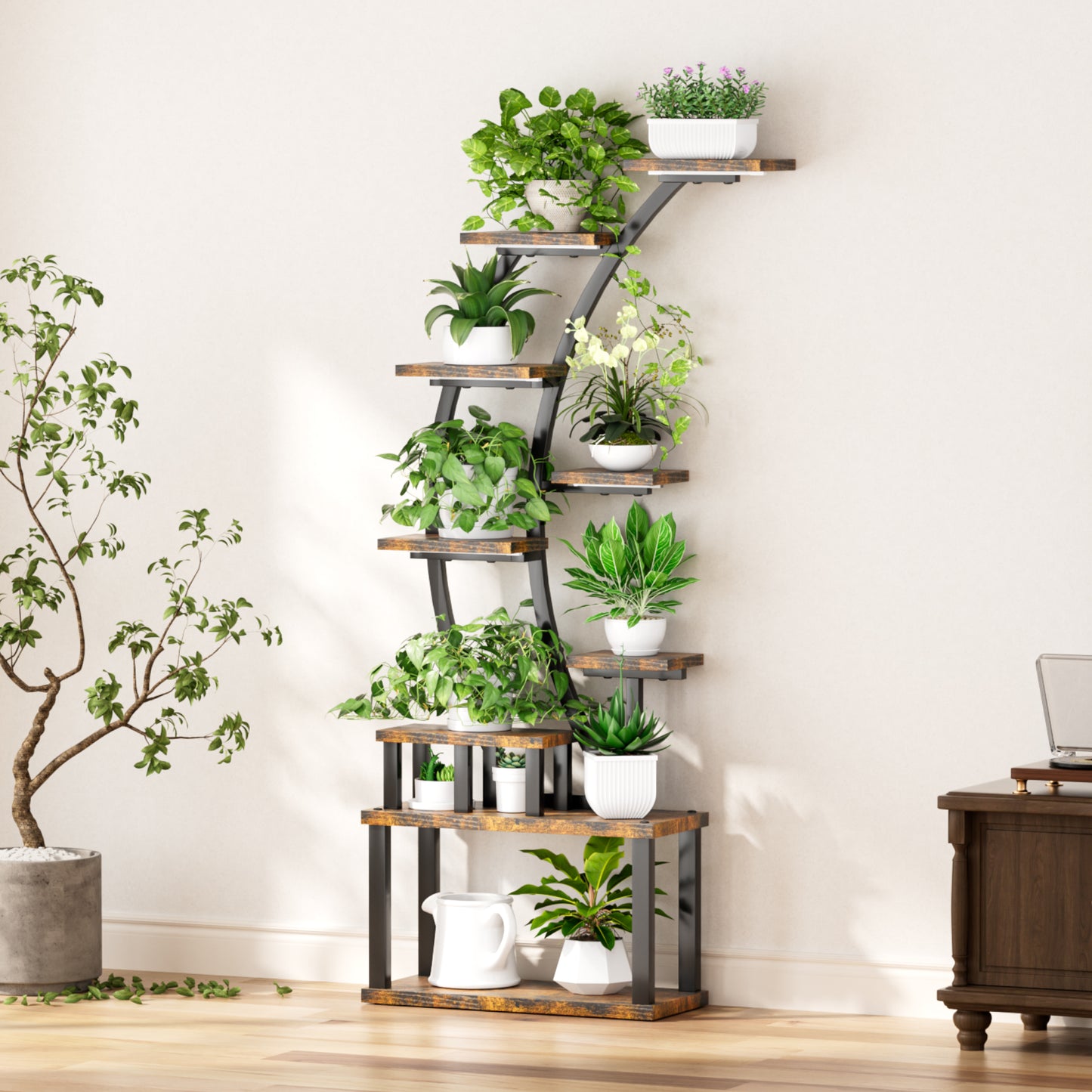 Plant Stand Indoor 9-Tiered , 63.6  Tall Plant Stand With 5 Grow Lights, Adjustable Lighting Modes  5 3 2 Lights , 10-Level Dimming & 3 Timer Settings, Energy-Efficient, Perfect For Plant Growth