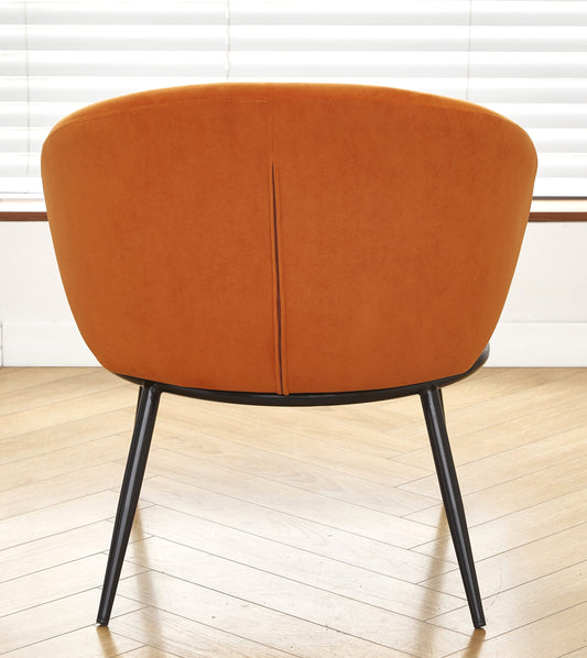 Round Velvet Accent Chair, Mid-Century Modern Upholstered Armchair With Metal Legs, Comfy Barrel Side Chair For Living Room Bedroom