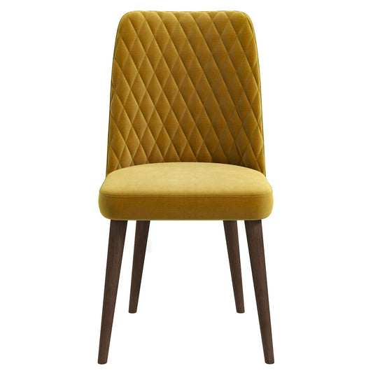 Easy To Clean With Removable Covers Katie Mid-Century Modern Velvet Dining Chair   Set Of 2   In Yellow, Solid Wood Structure, 28 X 18 X 36 Inches For Home Kitchen