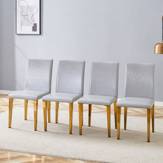 Four Light Gray PU Dining Chairs, Simple And Versatile, Comfortable And Accompanied. Exquisite And Versatile Dining Chairs Unlock A Comfortable New Experience.  Set Of 4