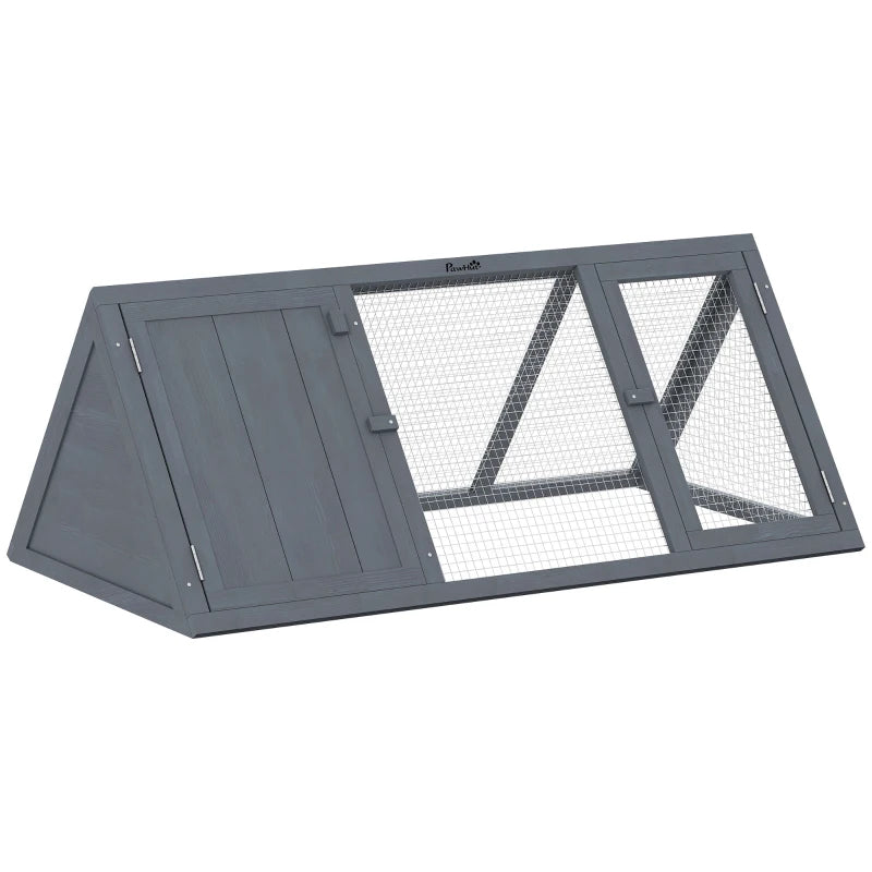Wooden Guinea Pig Hutch With Run And Doors, Outdoor Triangle Bunny House For Rabbits,Duck And Chicken