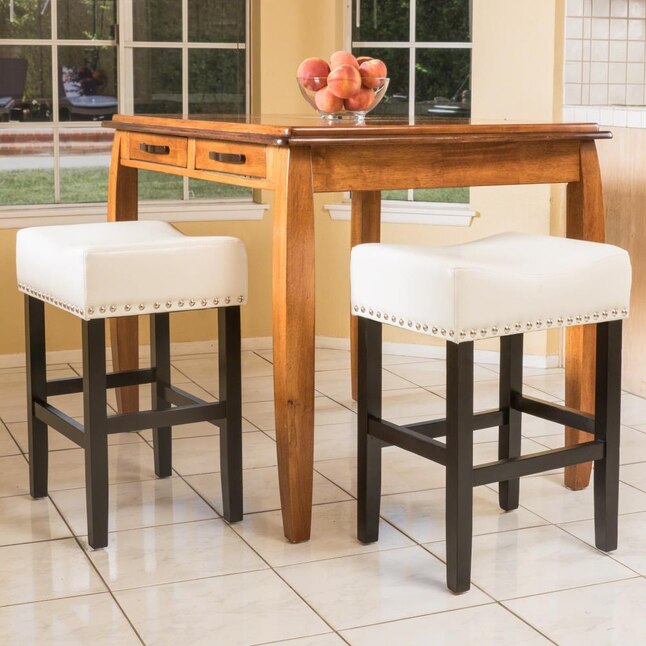 26-inch Backless Ivory Leather Counter Stool  Set Of 2