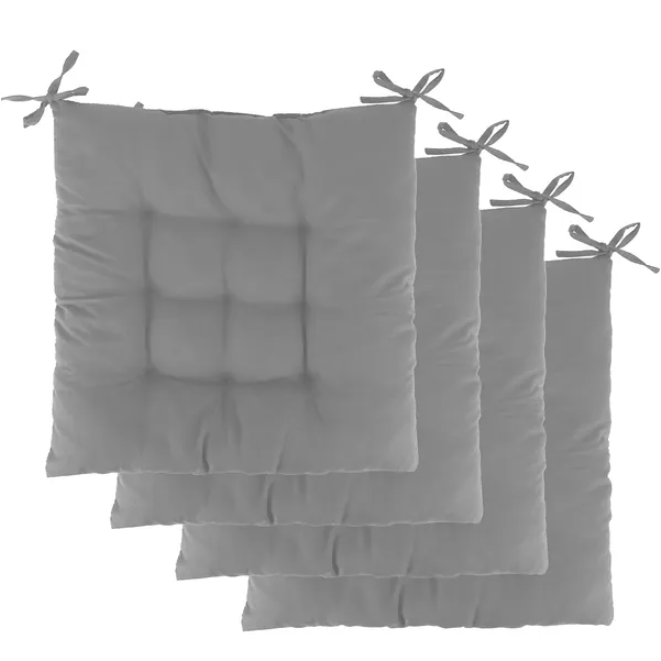 4Pcs Chair Cushion Pads Pillow Soft Tie On Square Sitting Mats