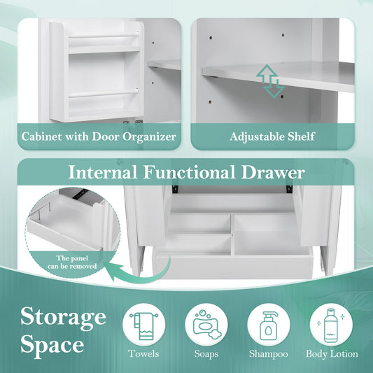 30  Bathroom Vanity With Sink, Two Doors With Shelf, Soft Close Door Hinges, Vintage Style, White